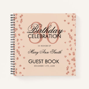 Rose Gold Blush 30. Geburtstag Gästebuch Confetti Notizblock