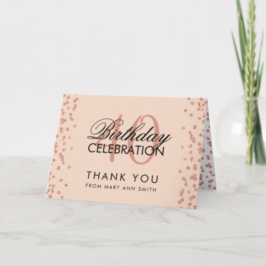 Rose Gold Blush 40. Geburtstag Danke Confetti (Vorderseite)