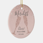 Rose Gold Blush 65th Birthday with Date of Birth Keramik Ornament (Rechts)