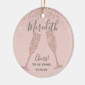 Rose Gold Blush 65th Birthday with Date of Birth Keramik Ornament (Links)
