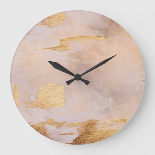 Rose Gold Blush and Gold Texture Große Wanduhr (Vorderseite)