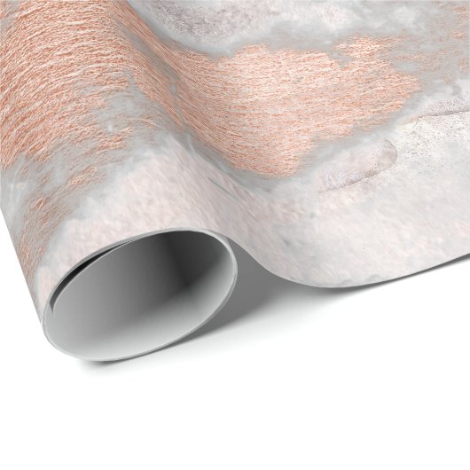 Rose Gold Blush Birch Rustikale Hütte Marmorschlag Geschenkpapier (Rolleneckpunkt)