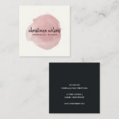 ROSE GOLD BLUSH BLACK BRUSH STROKE CALLIGRAPHIE QUADRATISCHE VISITENKARTE (Vorne/Hinten)