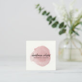 ROSE GOLD BLUSH BLACK BRUSH STROKE CALLIGRAPHIE QUADRATISCHE VISITENKARTE (Stehend Vorderseite)