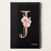 Rose Gold Blush Bloral Jährliches Monogramm Letter Planer (Rückseite)