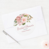 Rose Gold & Blush Blume Brautparty Gefallen Runder Aufkleber (Umschlag)