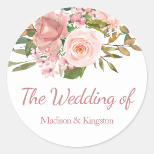 Rose Gold & Blush Blume Gastgeschenk Hochzeit Sieg Runder Aufkleber