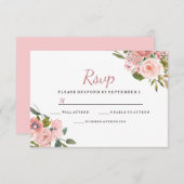 Rose Gold & Blush Blume Hochzeit RSVP (Vorne/Hinten)