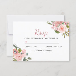Rose Gold & Blush Blume Hochzeit RSVP