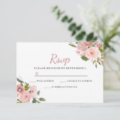 Rose Gold & Blush Blume Hochzeit RSVP Karte (Stehend Vorderseite)