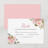 Rose Gold & Blush Blume Hochzeit RSVP Karte (Vorne/Hinten)