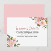Rose Gold Blush Blume Hochzeitsempfehlung Details Einladung (Vorne/Hinten)