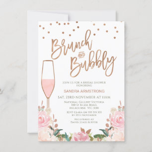 Rose Gold Blush Brunch Bubbly Brautparty Einladung