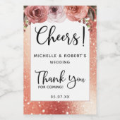 Rose Gold, Blush Cheques, Wein, Liquor Gefallen Weinetikett (Einzelnes Label)