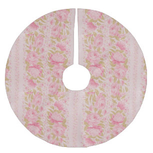 Rose Gold Blush Chic Metallic Pink Blume Polyester Weihnachtsbaumdecke