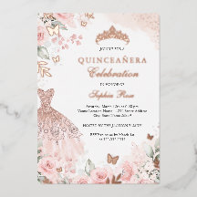 Rose Gold Blush Dress Floral Quinceanera