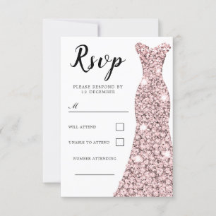 Rose Gold Blush Dress Jeden Anlaß Geburtstag Brida RSVP Karte