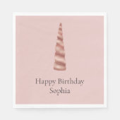 Rose Gold Blush Einhorn Geburtstag Serviette (Vorderseite)