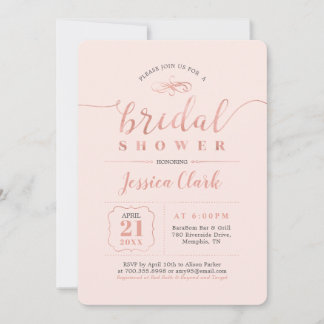 Rose Gold & Blush | Elegantes Hochzeitsstil-Brautp Einladung