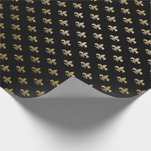 Rose Gold Blush Fior de Lis Black Royal Paris Geschenkpapier (Ecke)