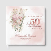 Rose Gold Blush Floral 50th Birthday Guest Book Gästebuch (Vorderseite)