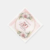 Rose Gold Blush Floral 50th Birthday Party Napkins Serviette (Ecke)