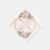 Rose Gold Blush Floral Greenery Serviette Mis Quin (Ecke)