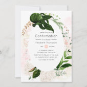 Rose Gold & Blush Geometric Greenery Bestätigung Einladung (Vorderseite)