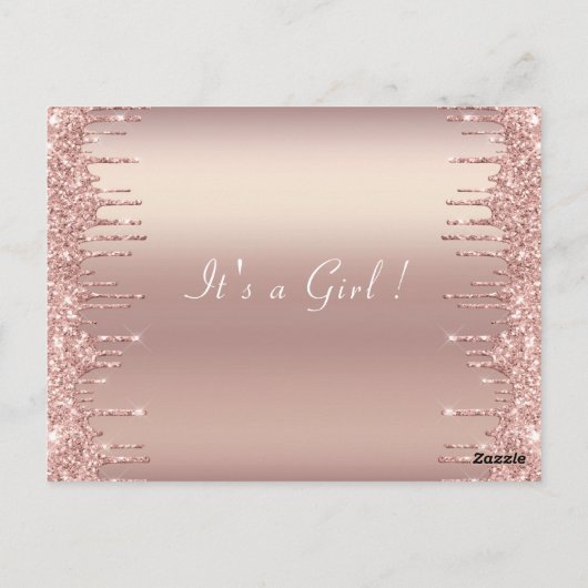 Rose Gold Blush Girl Dusche Einladungskarte (Rückseite)