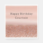 Rose Gold Blush Glam Glitzer Leopard Serviette (Vorderseite)