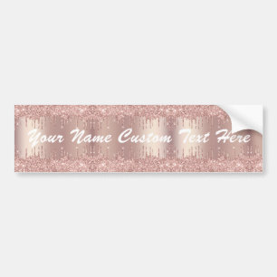 Rose Gold Blush Glitter Drips Custom Text Sticker Autoaufkleber