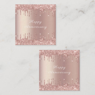 Rose Gold Blush Glitter Funkeln Frohes Jubiläum Mitteilungskarte