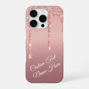 Rose Gold Blush Glitter iPhone-Hülle mit Ihrem Tex iPhone 16 Pro Hülle