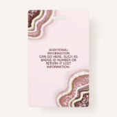 Rose Gold Blush Glitzer Agate Geode Luxe ID Abzeic Ausweis (Rückseite)