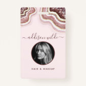 Rose Gold Blush Glitzer Agate Geode Luxe ID Abzeic Ausweis (Vorderseite)