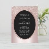 Rose Gold Blush Glitzer bei einer Hochzeit Einladung (Stehend Vorderseite)