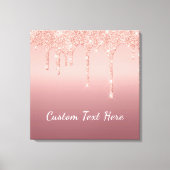 Rose Gold Blush Glitzer Benutzerdefinierte Textanz Leinwanddruck (Vorderseite)