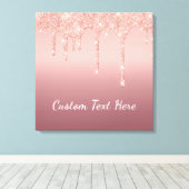 Rose Gold Blush Glitzer Benutzerdefinierte Textanz Leinwanddruck (Insitu (Holzboden))