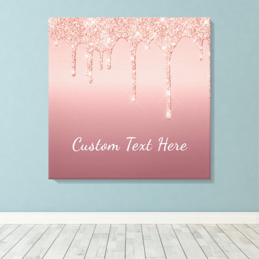 Rose Gold Blush Glitzer Benutzerdefinierte Textanz Leinwanddruck (Insitu (Holzboden))