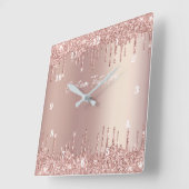Rose Gold Blush Glitzer Benutzerdefinierte Textmau Quadratische Wanduhr (Winkel)