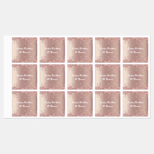 Rose Gold Blush Glitzer Benutzerdefinierte Textnam Etiketten (Blatt)