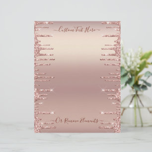 Rose Gold Blush Glitzer Benutzerdefinierter Text B Briefbogen