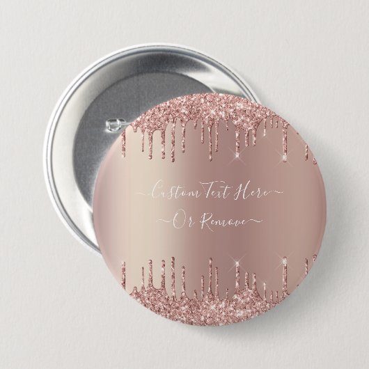 Rose Gold Blush Glitzer Benutzerdefinierter Text-B Button (Vorne & Hinten)