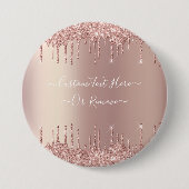 Rose Gold Blush Glitzer Benutzerdefinierter Text-B Button (Vorderseite)