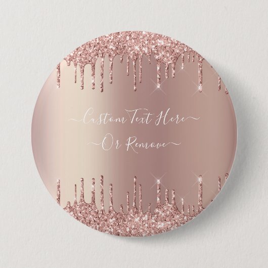 Rose Gold Blush Glitzer Benutzerdefinierter Text-B Button (Vorderseite)