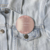 Rose Gold Blush Glitzer Benutzerdefinierter Text-B Button (Beispiel)