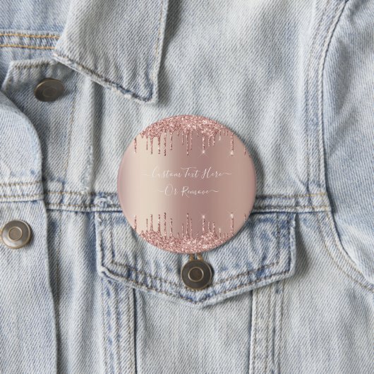 Rose Gold Blush Glitzer Benutzerdefinierter Text-B Button (Beispiel)