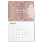 Rose Gold Blush Glitzer Benutzerdefinierter Text-G Kalender (Mär 2026)
