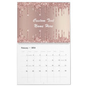 Rose Gold Blush Glitzer Benutzerdefinierter Text-G Kalender (Feb 2026)