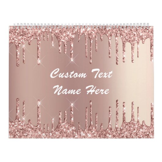 Rose Gold Blush Glitzer Benutzerdefinierter Text-G Kalender (Titelbild)